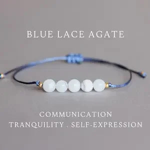 Blue Lace Agate Throat Chakra Purification Expression Bracelet