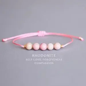 Rose Beads Knot Bracelet Self-Love Energy Gift for Yourself