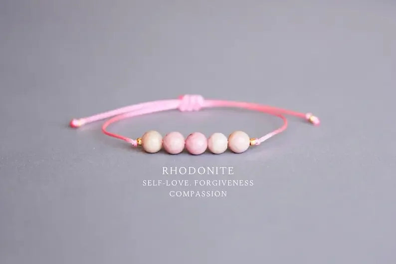 Rose Beads Knot Bracelet Self-Love Energy Gift for Yourself