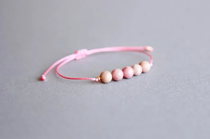 Rose Beads Knot Bracelet Self-Love Energy Gift for Yourself