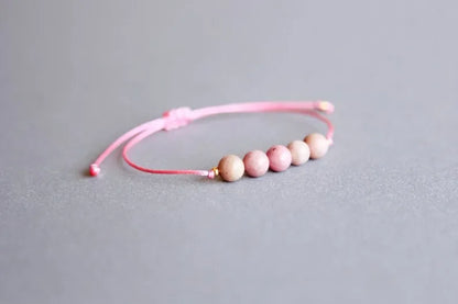 Rose Beads Knot Bracelet Self-Love Energy Gift for Yourself