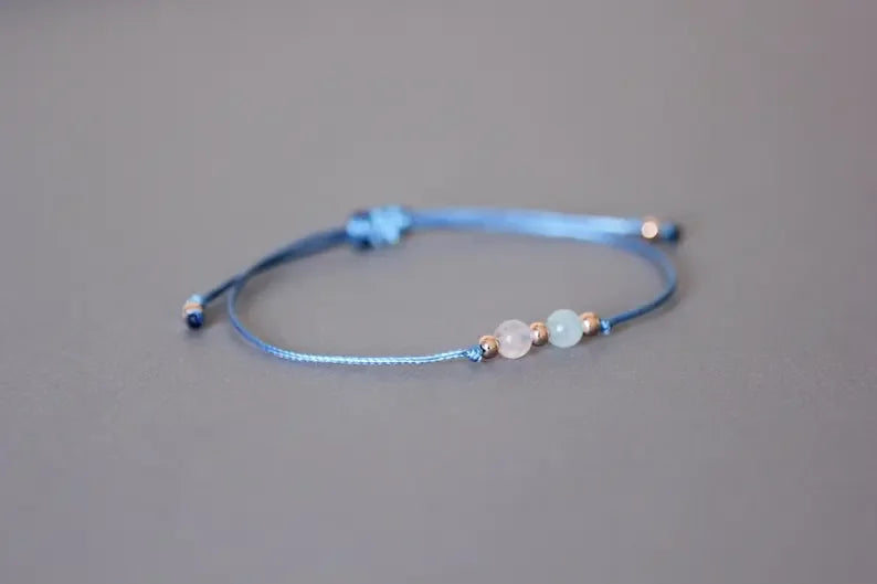 Couple & Bestie Bond Bracelet: Aquamarine & Rose Quartz