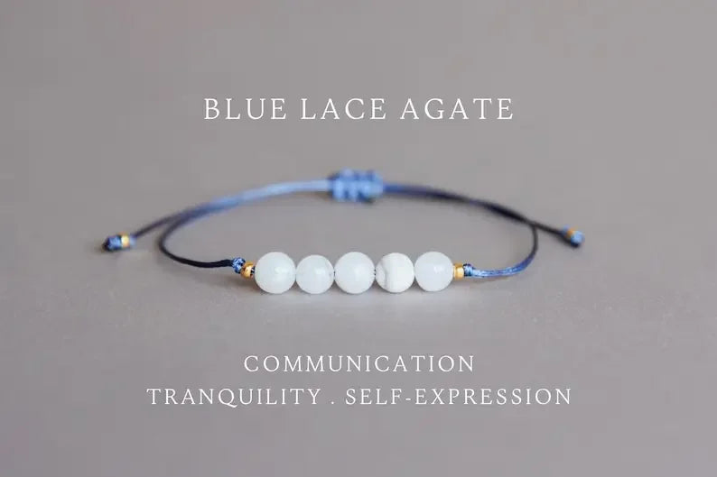 Blue Lace Agate Throat Chakra Purification Expression Bracelet