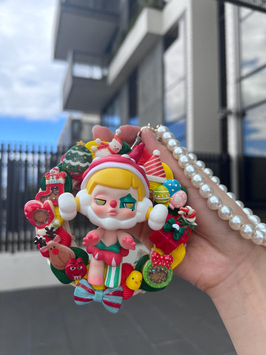 Skullpanda Candy Monster Town Series- [Strawberry Clown] Cute Hanging Decoration Gift For Her|Kawaii Car Interior Rearview Mirror Charm