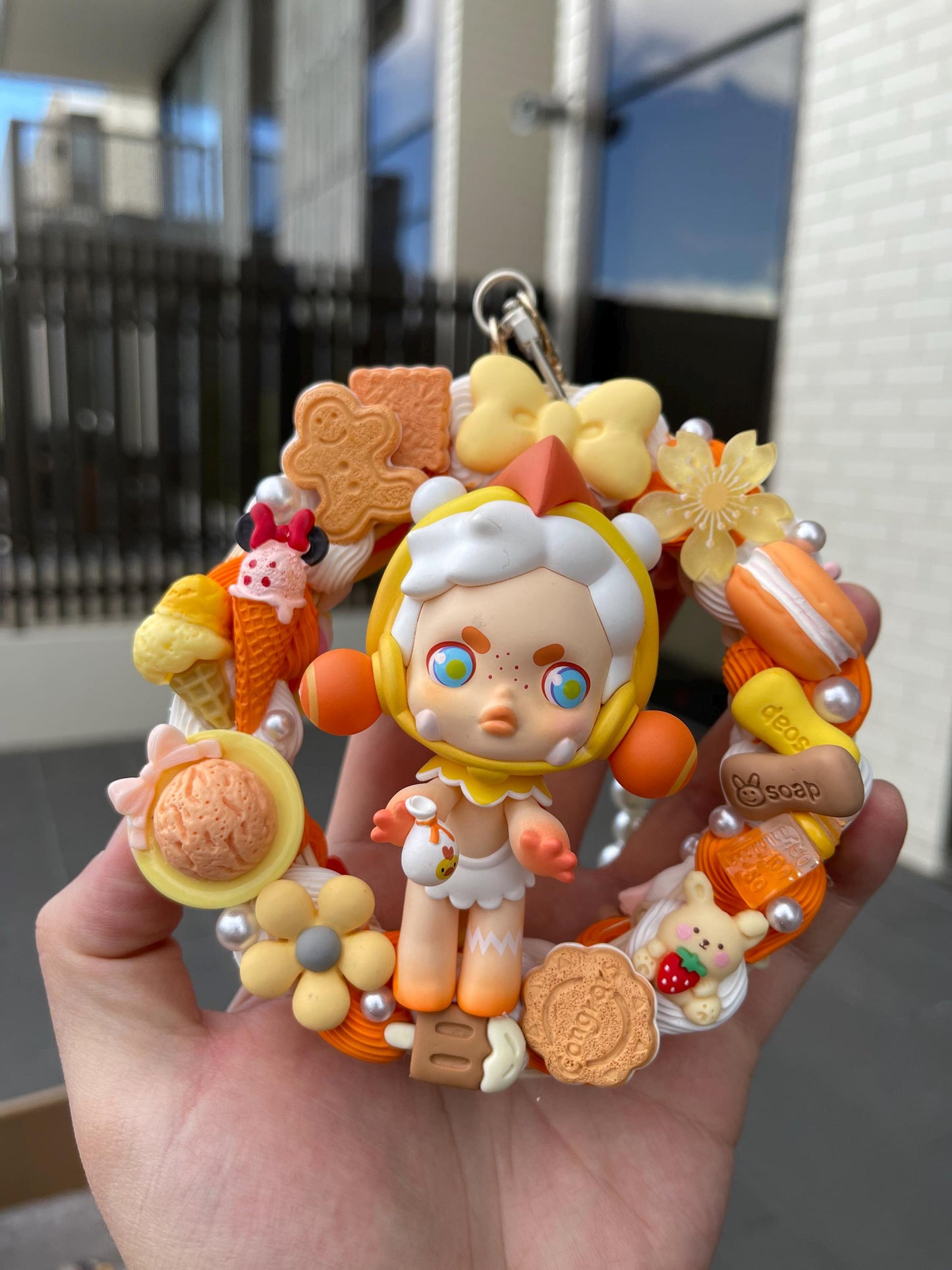 Halloween Skullpanda Candy Monster Town Series- [Chicken Hunter]Hanging Decoration Gift |Kawaii Car Interior Rearview Mirror Hanging Charm