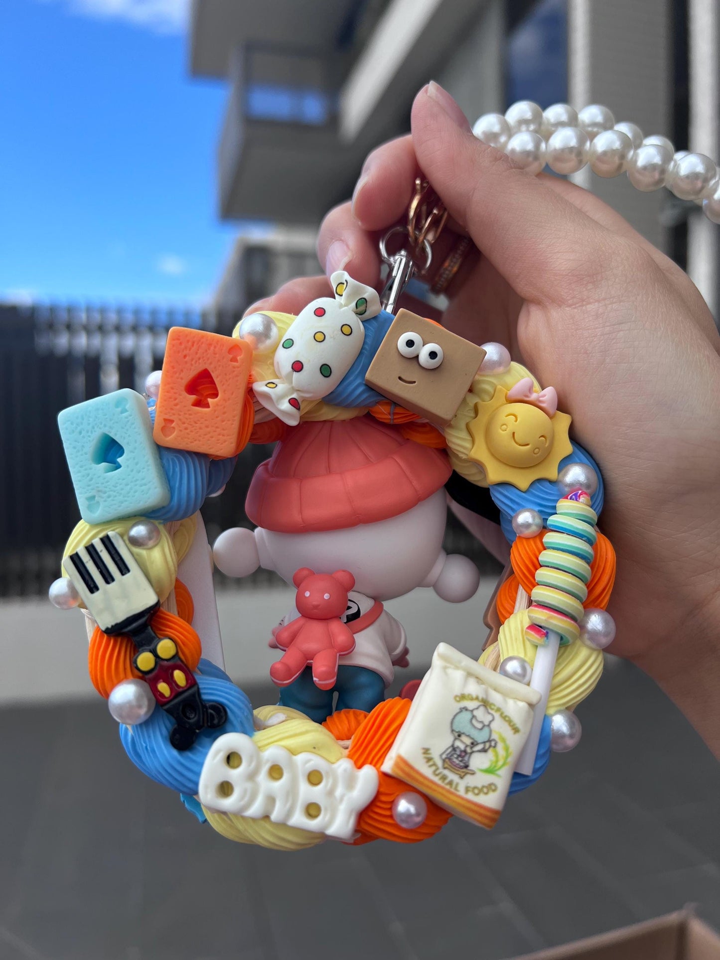 Skullpanda Hypepanda Series- [Skater Boy] Cute Hanging Decoration Gift|Kpop Fan Rapper Kawaii Car Interior Rearview Mirror Hanging Charm