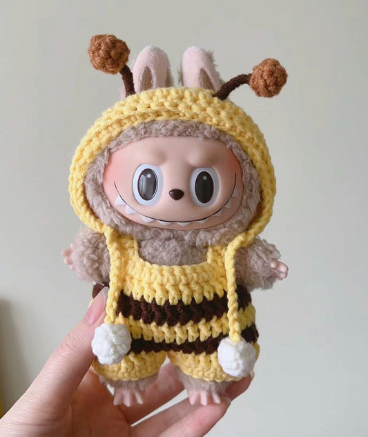 Handmade Crochet Labubu Macaron Clothes Bee Outfit Kawaii Cute Crochet Doll Outfit Clothing High Quality Labubu Outfit Gift For Her