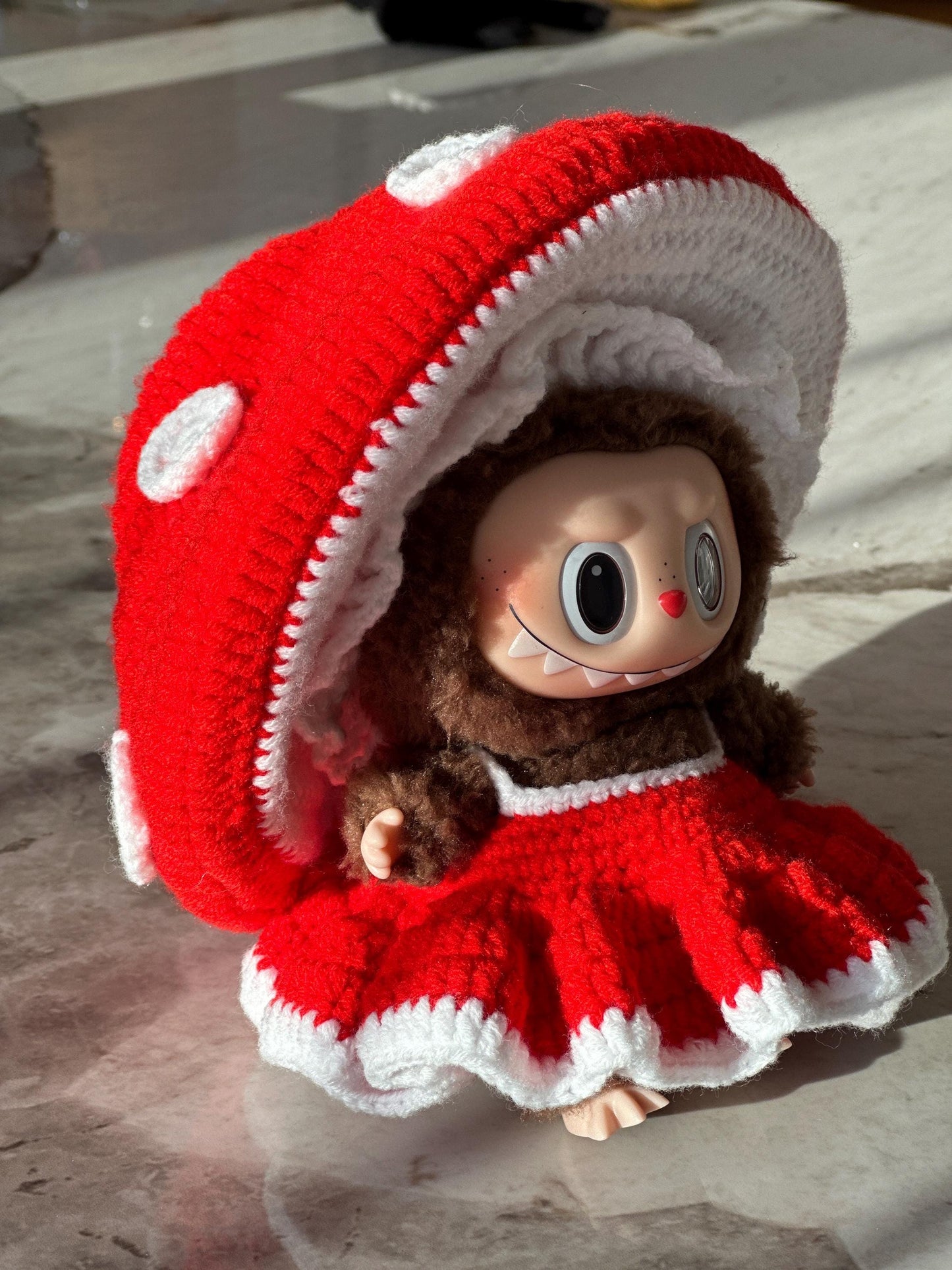 Handmade Crochet Labubu Macaron Clothes Mushroom Mario Outfit Cute Crochet Doll Outfit Clothing High Quality Labubu Outfit Gift For Her