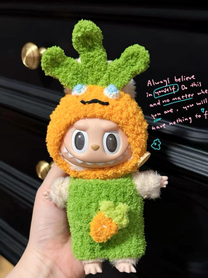 Handmade Crochet Cute Carrot Outfit for Macaron Labubu|Crochet Macaron Labubu Clothes | Kawaii Gift For Labubu Lovers| 17cm doll clothes