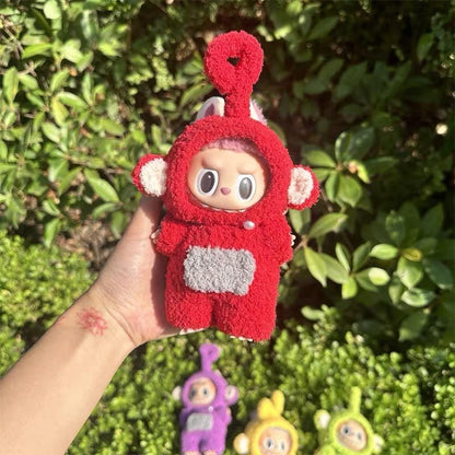 Handmade Crochet Teletubbies Outfit for Macaron Labubu | Crochet Macaron Labubu Clothes Bag Charm | Kawaii Gift For Labubu Lovers| 17cm doll