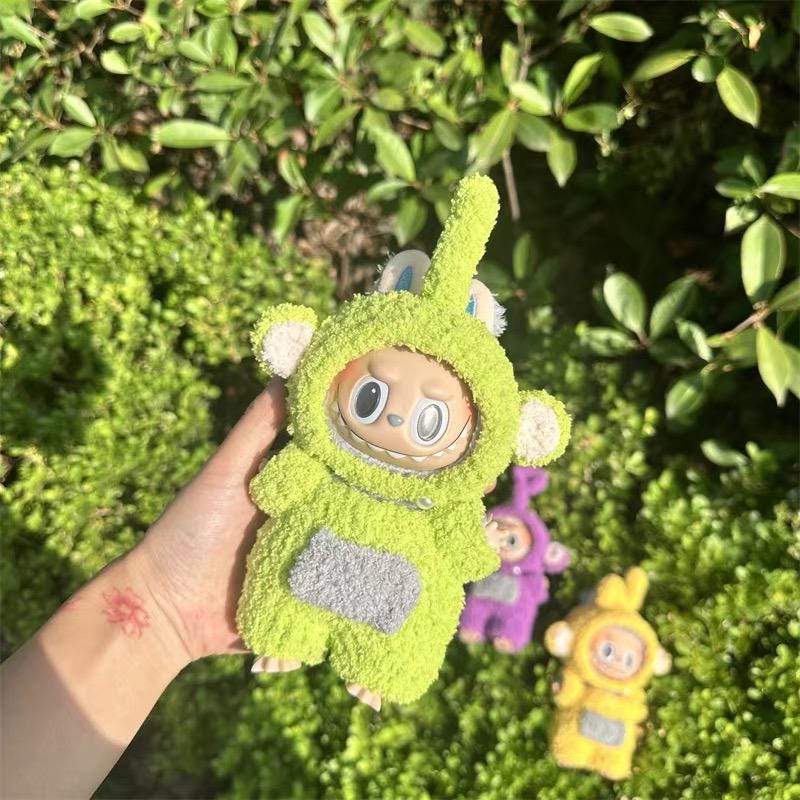 Handmade Crochet Teletubbies Outfit for Macaron Labubu | Crochet Macaron Labubu Clothes Bag Charm | Kawaii Gift For Labubu Lovers| 17cm doll