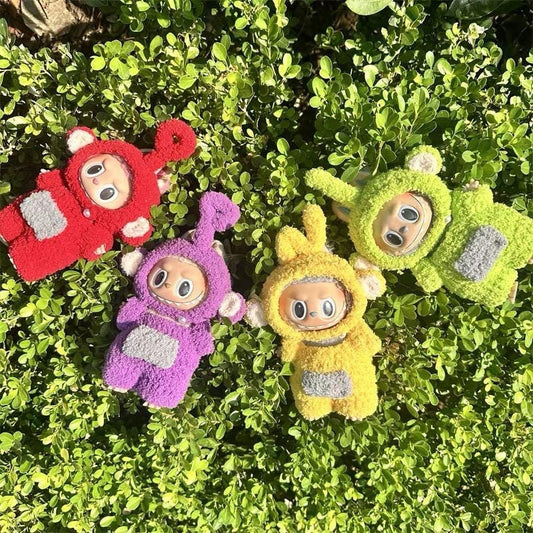 Handmade Crochet Teletubbies Outfit for Macaron Labubu | Crochet Macaron Labubu Clothes Bag Charm | Kawaii Gift For Labubu Lovers| 17cm doll