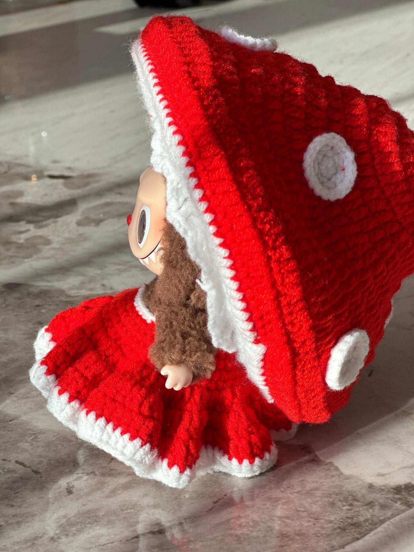 Handmade Crochet Labubu Macaron Clothes Mushroom Mario Outfit Cute Crochet Doll Outfit Clothing High Quality Labubu Outfit Gift For Her