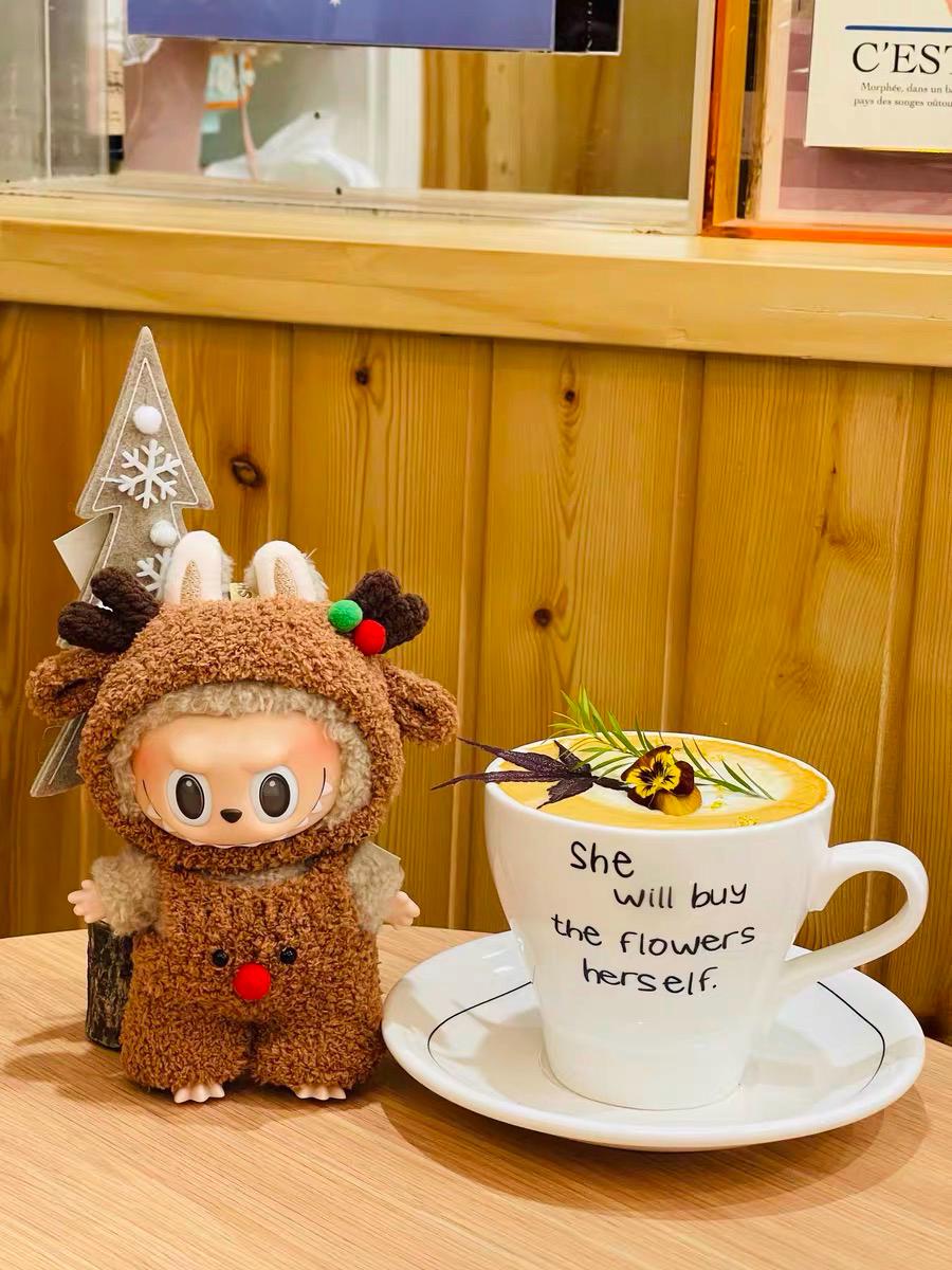 Handmade Reindeer Crochet Christmas Labubu Outfit Crochet Macaron Labubu Clothes Kawaii Gift For Labubu Lovers