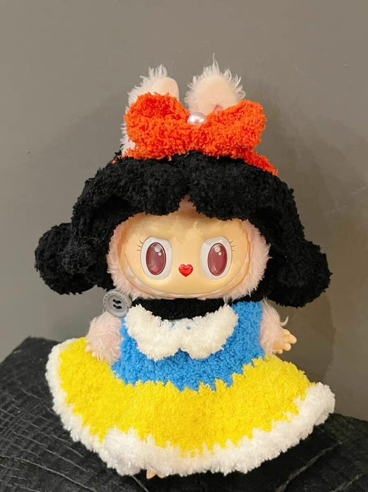 Handmade Crochet Disney Princess Snow White Inspired Outfit for Macaron Labubu |Crochet Macaron Labubu Clothes Kawaii Gift For Labubu Lovers