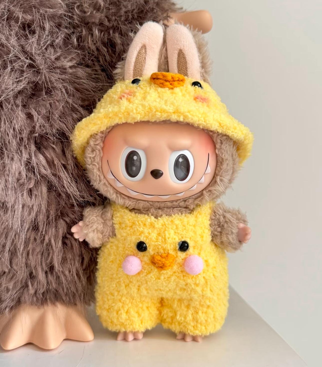 Handmade Crochet Duckling Outfit for Labubu Cute Duck Hat Overalls for Macaron Have A Seat Labubu | Kawaii Gift for Labubu Doll Lovers