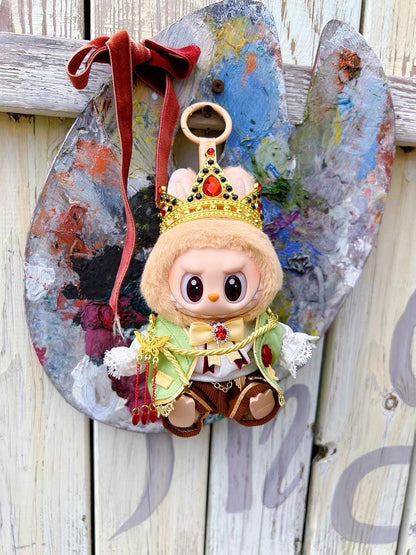 Handmade Labubu King/Emperor Outfit Elegant European Royalty Clothes with Crown for Labubu Clothes Have a Seat & Macaron Labubu Outfits Gift