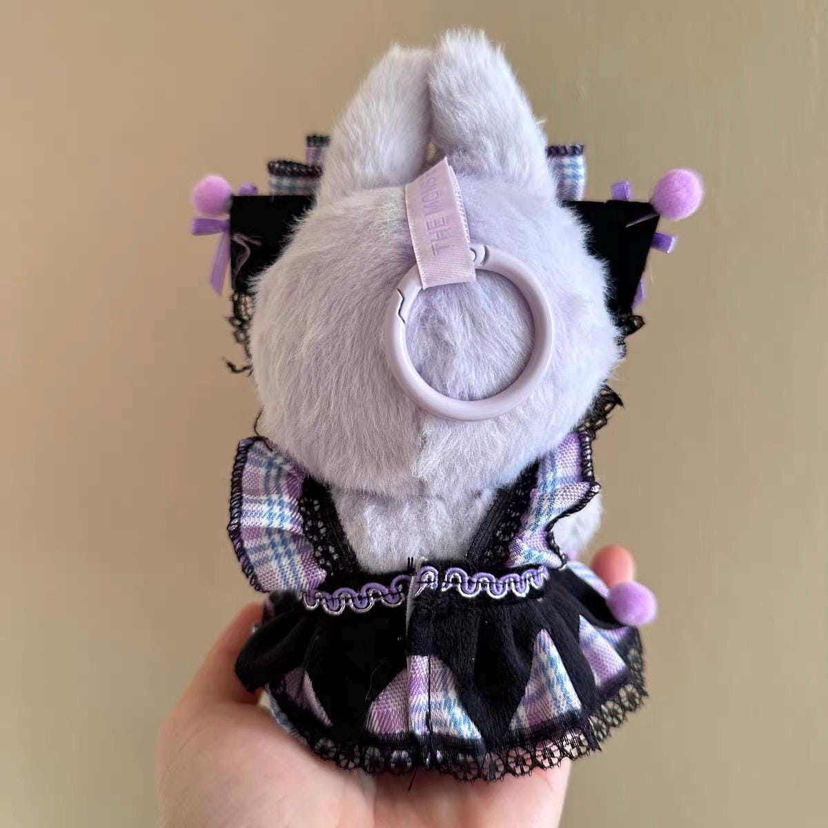 Handmade Kuromi-Inspired Labubu Outfit Gothic Plaid Dress & Bow Set Fits Macaron Labubu Have a Seat Labubu Keychain | Kawaii Labubu Outfit