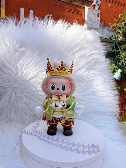 Handmade Labubu King/Emperor Outfit Elegant European Royalty Clothes with Crown for Labubu Clothes Have a Seat & Macaron Labubu Outfits Gift