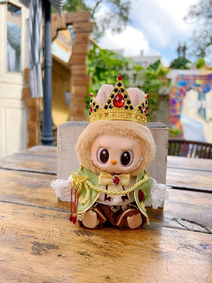 Handmade Labubu King/Emperor Outfit Elegant European Royalty Clothes with Crown for Labubu Clothes Have a Seat & Macaron Labubu Outfits Gift